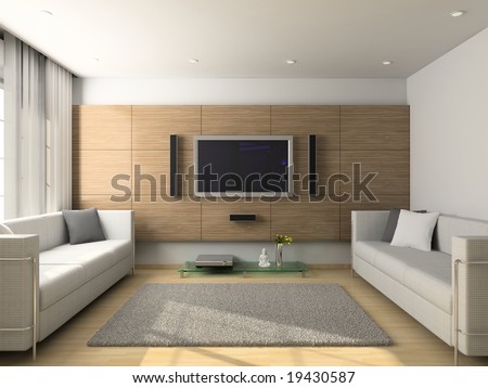 Modern Design  Living Room on Modern Design Interior Of Living Room  3d Render Stock Photo 19430587