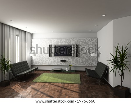 Modern Living Room Interior on Modern Design Interior Of Living Room 3d Render Stock Photo 19756660