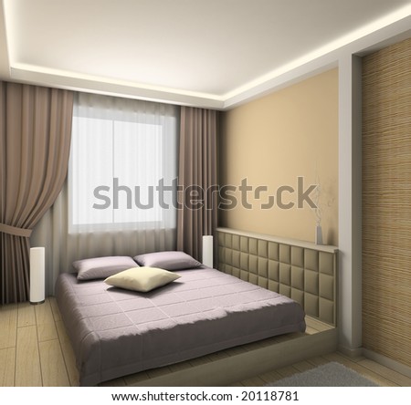 Modern Design Interior Of Bedroom. 3d Render Stock Phot
