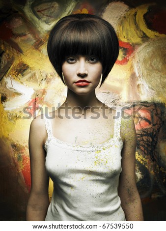 portrait painting background. stock photo : Portrait of a