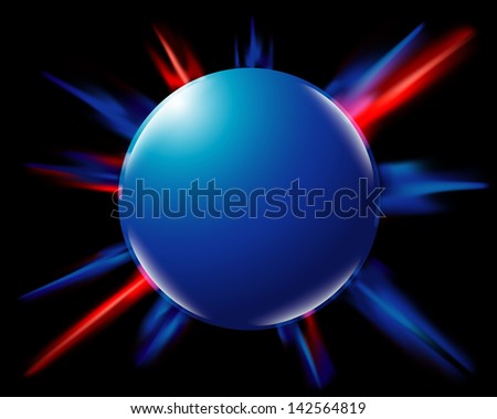 abstract shine from blue button or frame on the black background