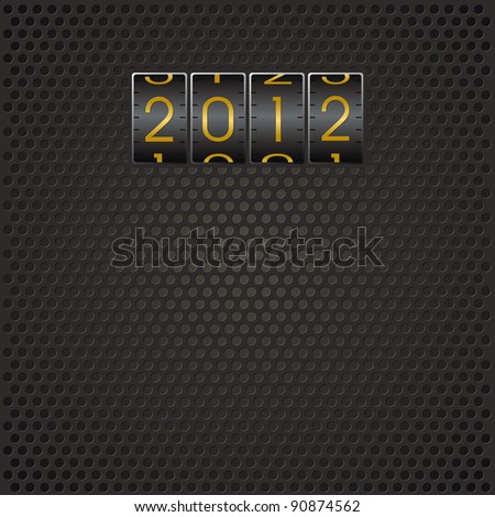 title 2012 as code on black pattern background