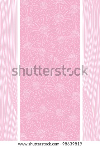 portrait ornament as circuit pink chamomile with abstract pink strips