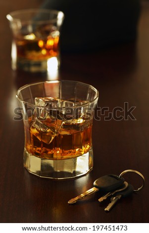 drinks at a bar with keys to a car don\'t drink and drive