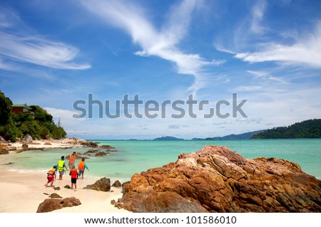 beautiful blue sea and sand in sun shine day
