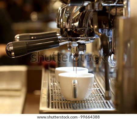 Espresso Coffee Shop on Prepares Espresso In His Coffee Shop  Close Up Stock Photo 99664388