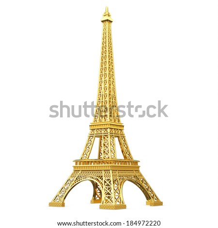 3D Eiffel Tower metallic on a white background 3D Eiffel Tower metallic on a white background