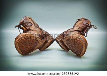 old-school leather shoes brown. fashion trend, Italian handmade shoes. Vintage style