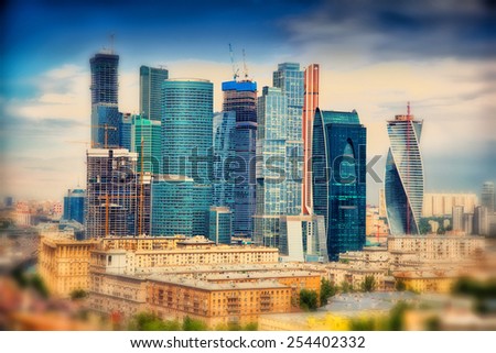 International business center Moscow City, Russia. Panorama of Moscow - Downtown