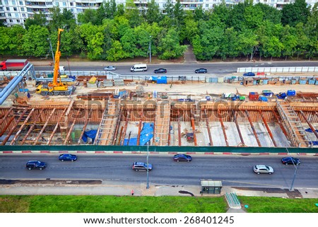 Moscow - June 25: Construction of a new metro line. Russia, Moscow, June 25, 2014