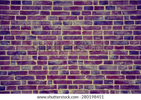 Dark purple brick wall. Texture, vintage background