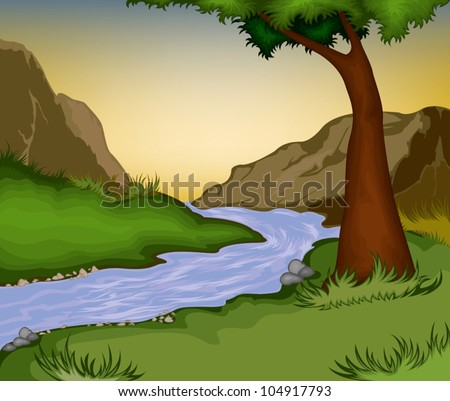 Beautiful landscape.River in the forest