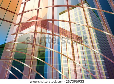 Wireframe modern building,architecture scene vector background