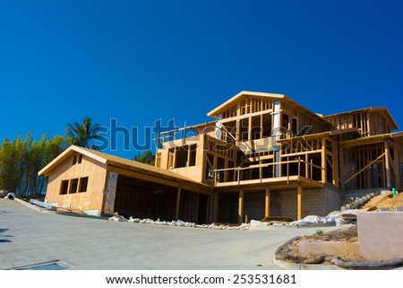 Wooden framing for construction of a new home