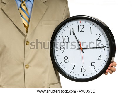 Man in business suit holding clock, illustrations of the importance of time, it\'s to be cherished and appreciated