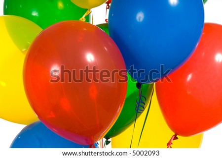Primary color party balloons for a background