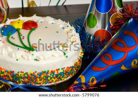 Pictures Of Birthday Cakes And Balloons. stock photo : Birthday Cake