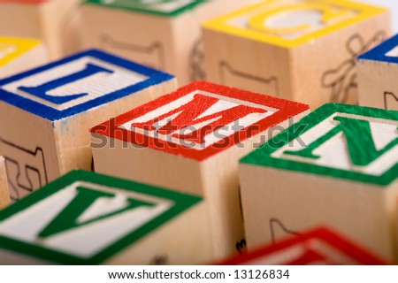 child's alphabet blocks on