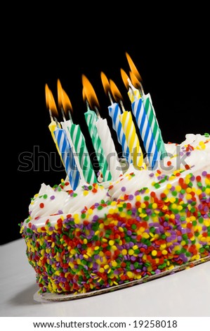 Birthday Cake  Candles on Colorful Birthday Cake With Candles Stock Photo 19258018