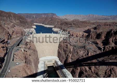 The historic Hoover Dam on a the Colorado River and Lake Meade Arizona