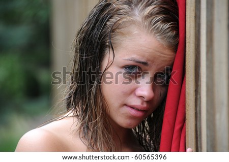 stock photo This is a very unhappy tearful teen