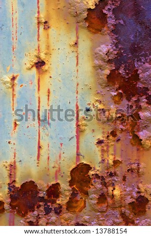 rusty iron plate with color drop off
