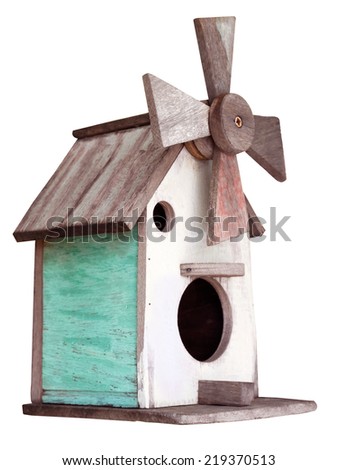 Wooden bird house isolated on white