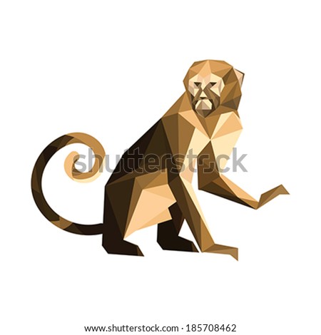 Illustration of origami brown monkey Illustration of origami brown monkey