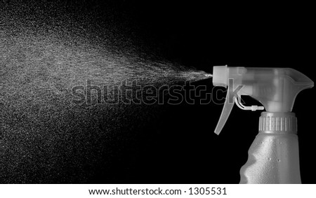 Black and White Mist Spraying from a Spray Bottle