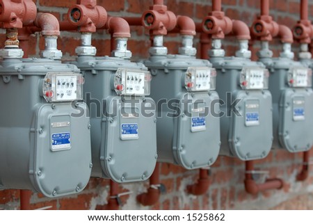 Row of Natural Gas Meters at Apartment Complex