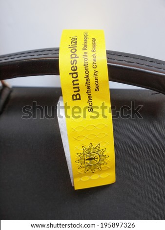BERLIN, GERMANY - MAY 27, 2014: Police baggage security check at German airport check in