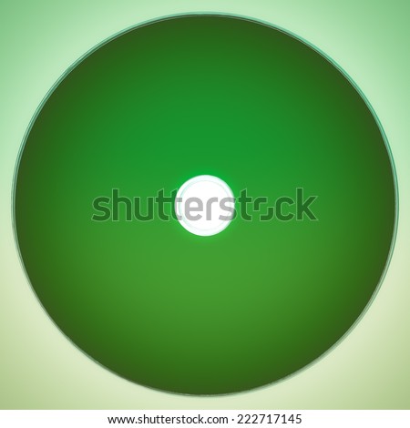 Vintage looking Green CD or DVD for music data video recording isolated over white background
