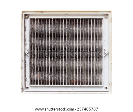 Old dirty external wall ventilation grill for home safety in need of replacement