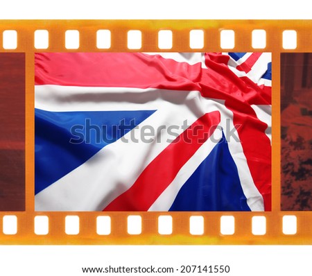 The old 35mm film with British flag Union Jack