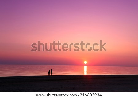 Sea scape scene in the Ocean, beach ocean sunset landscape