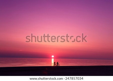 The sea scape scene in the Ocean, beach ocean sunset landscape