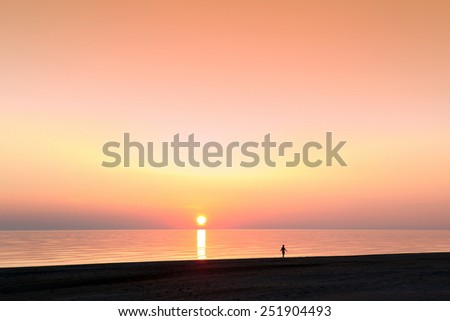 The sea scape scene in the Ocean, beach sunset landscape
