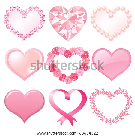 Pics Of Pink Hearts. stock vector : set of pink