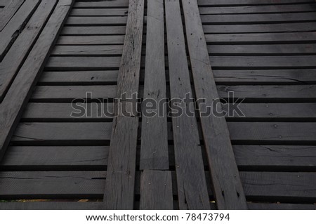Wood walking path on the wood bridge