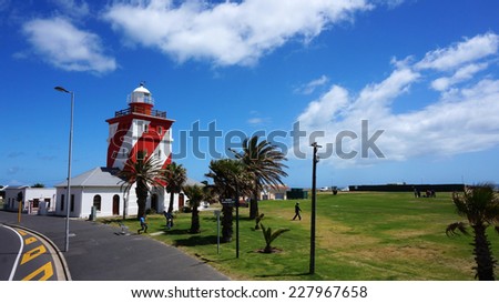 CAPE TOWN, SOUTH AFRICA - 16 OCT, 2014: Tourist visits Green Point light house in Cape Town on 16 October, 2014.