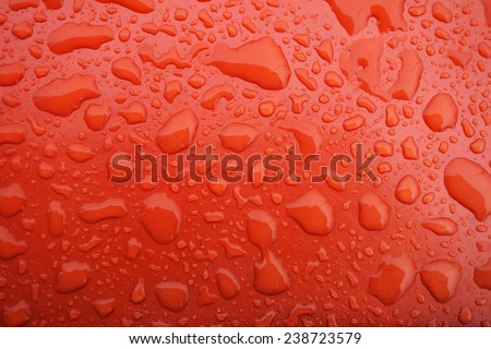 Water droplet with the red metallic background