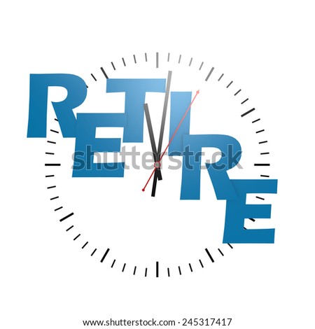 Retire word with clock image with hi-res rendered artwork that could be used for any graphic design.
