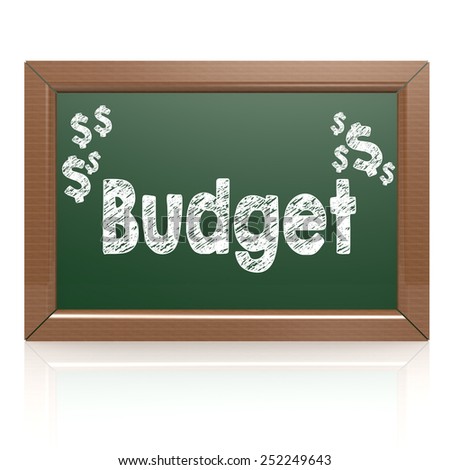 Budget word written on chalkboard image with hi-res rendered artwork that could be used for any graphic design.