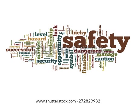 Safety word cloud with white background image with hi-res rendered artwork that could be used for any graphic design.