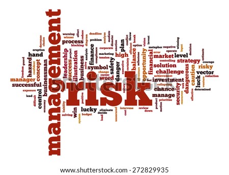 Management risk word cloud with white background image with hi-res rendered artwork that could be used for any graphic design.