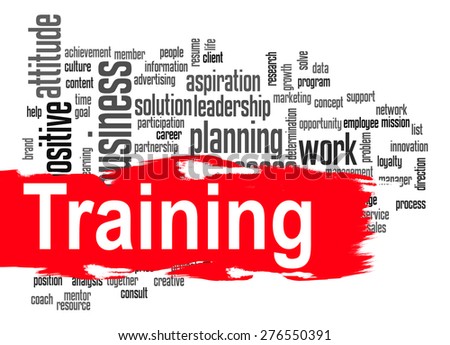 Training word cloud image with hi-res rendered artwork that could be used for any graphic design.