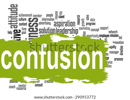 Confusion word cloud image with hi-res rendered artwork that could be used for any graphic design.
