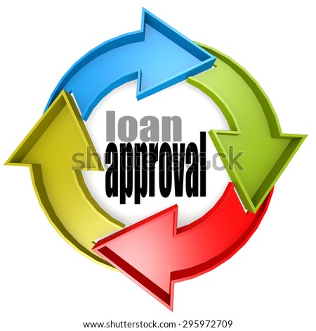 Loan approval color cycle sign image with hi-res rendered artwork that could be used for any graphic design.