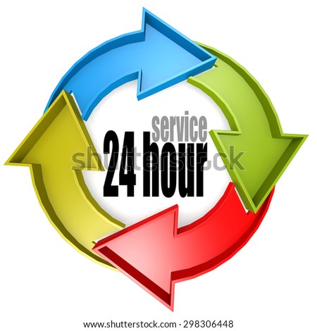 Service 24 hour color cycle sign image with hi-res rendered artwork that could be used for any graphic design.