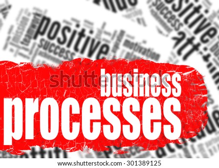 Word cloud business processes image with hi-res rendered artwork that could be used for any graphic design.
